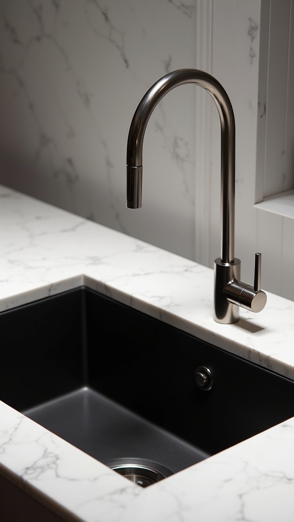 black sinks brushed metal