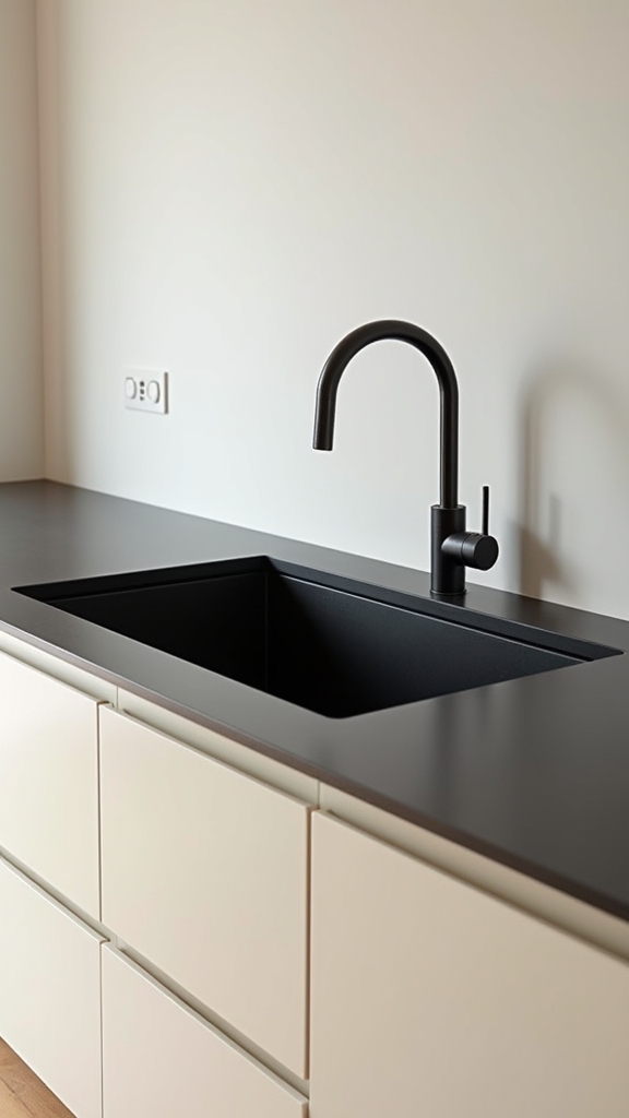 black sinks light cabinets