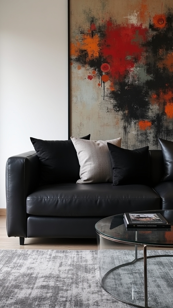 black sofa modern art