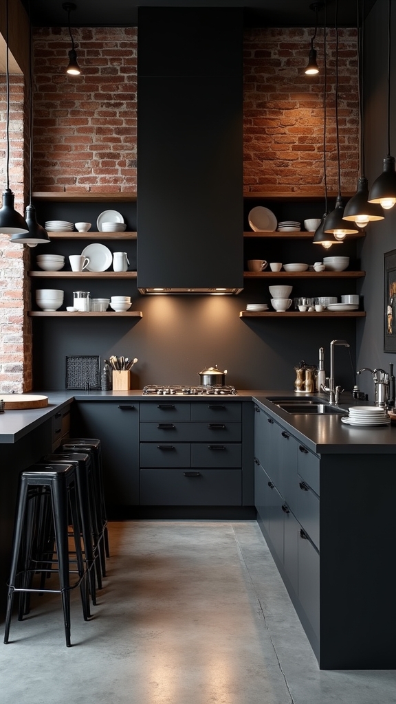 black surfaces industrial elegance