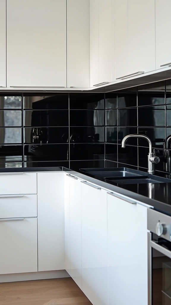 black tile backsplash elegance