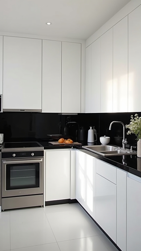 black tiles enhance kitchens
