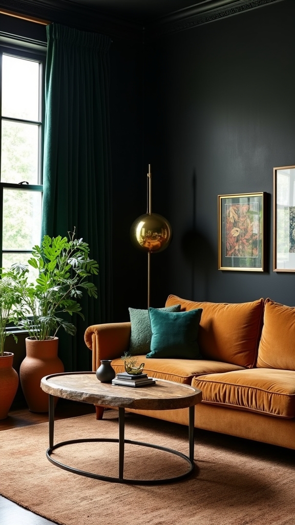 black walls earthy warmth