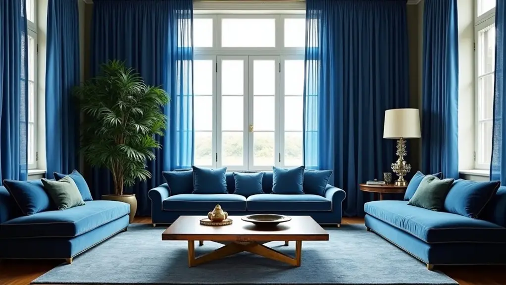 blue curtains living room ideas