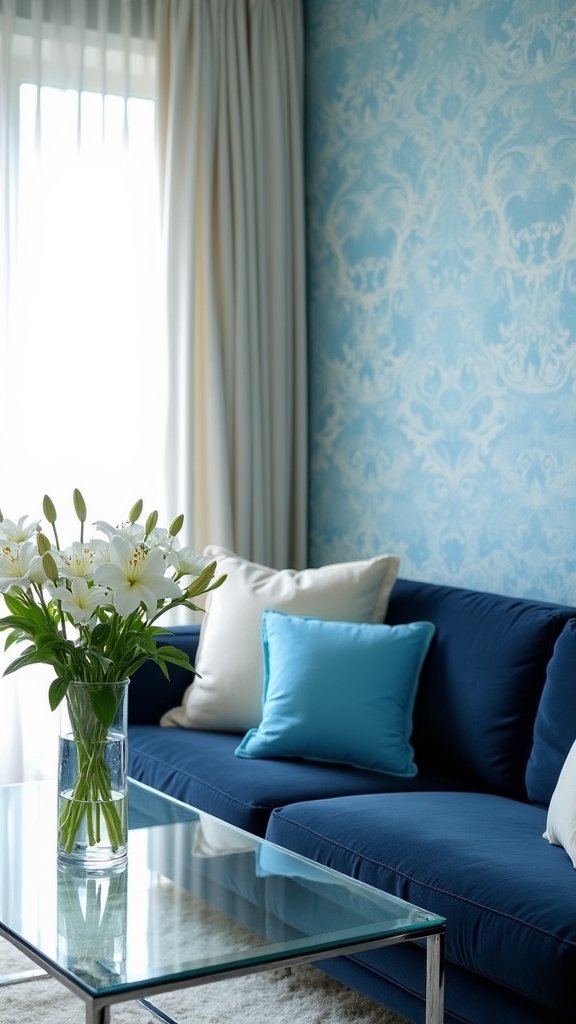 blue patterned panels elevate design