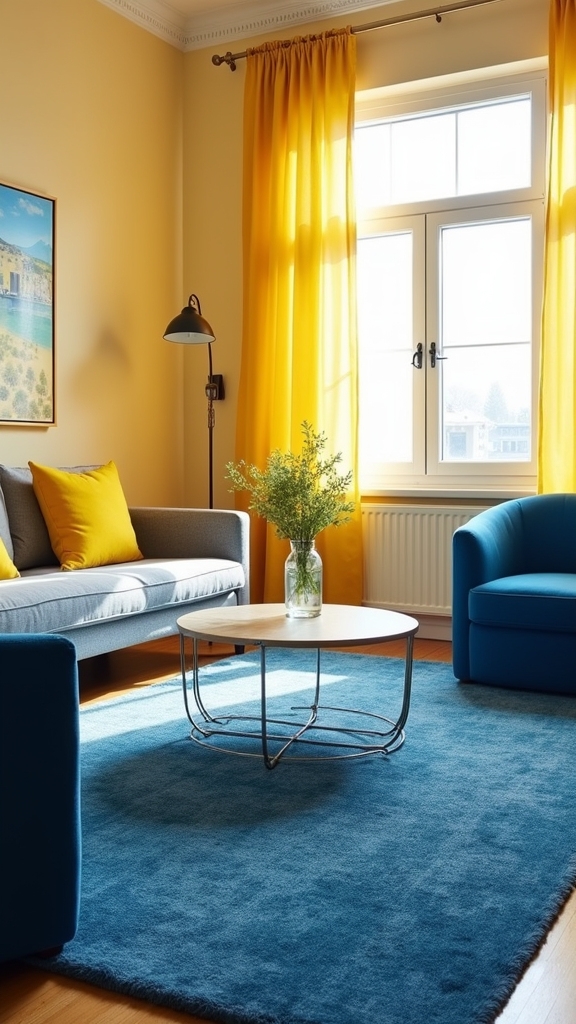 blue rug adds cohesion