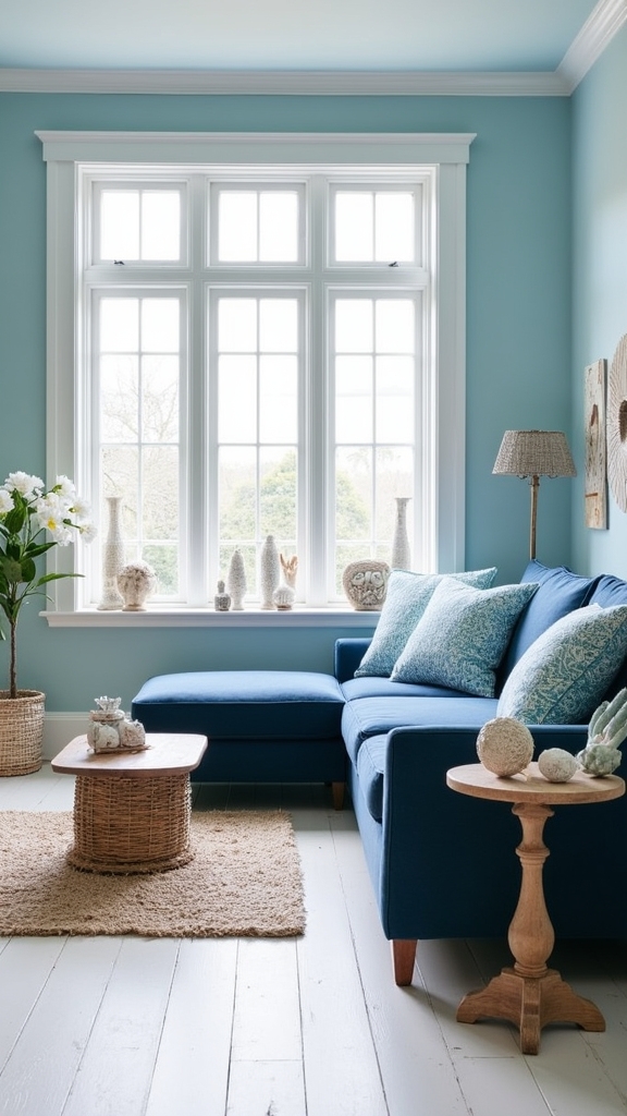 blue walls enhance decor
