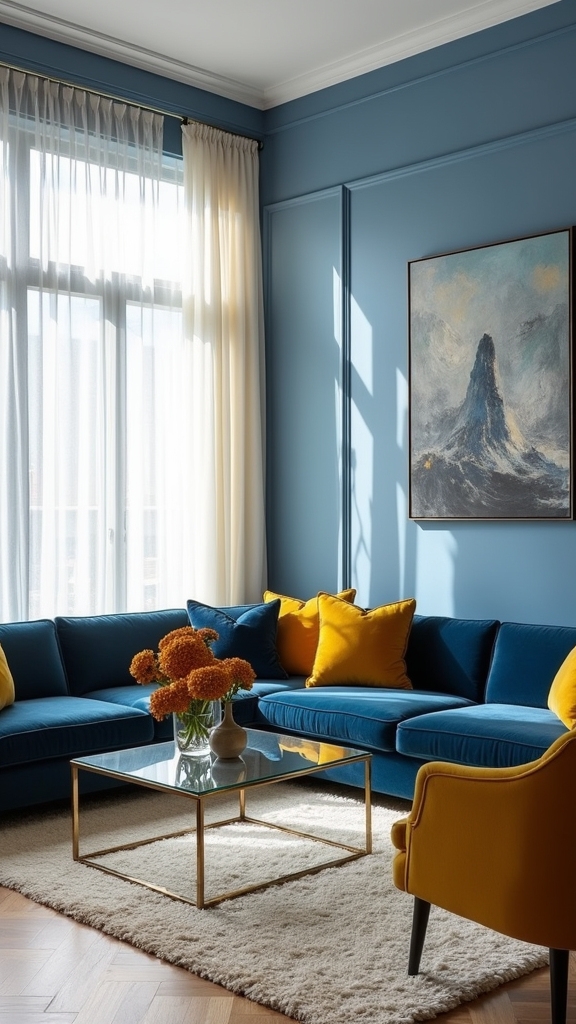 blue with warm complements