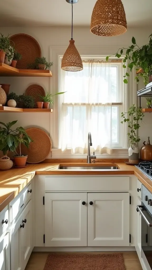 boho white kitchen warmth