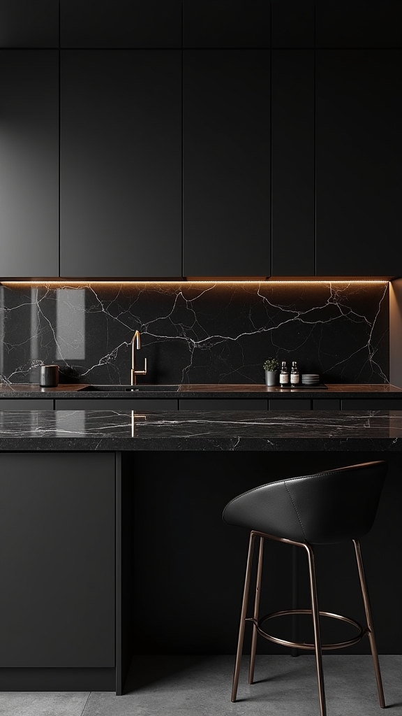 bold all black kitchen design