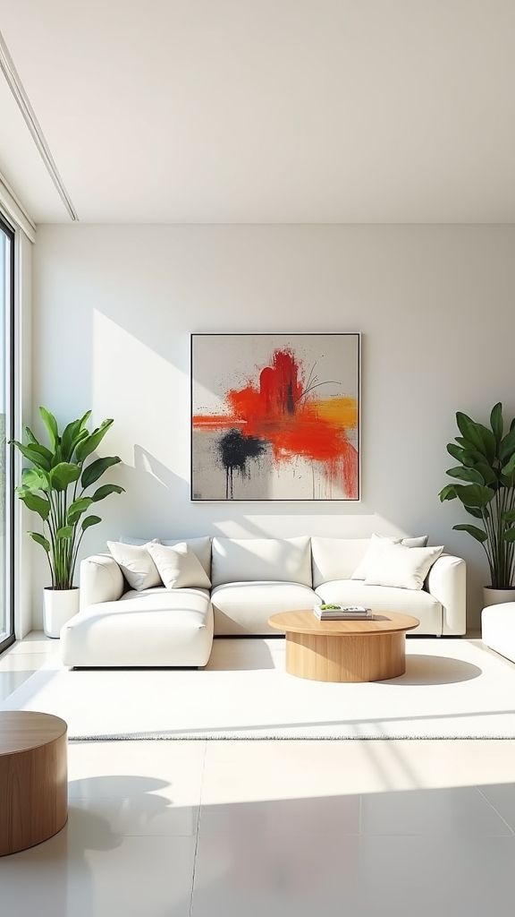bold artwork enhances minimalism