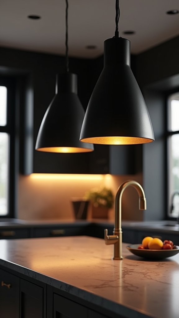 bold black gold pendant lighting