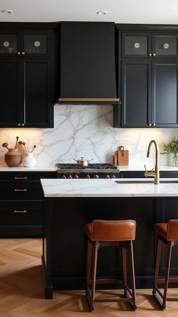 bold black kitchen centerpiece