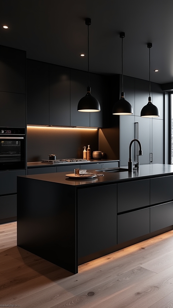 bold black kitchen centerpiece