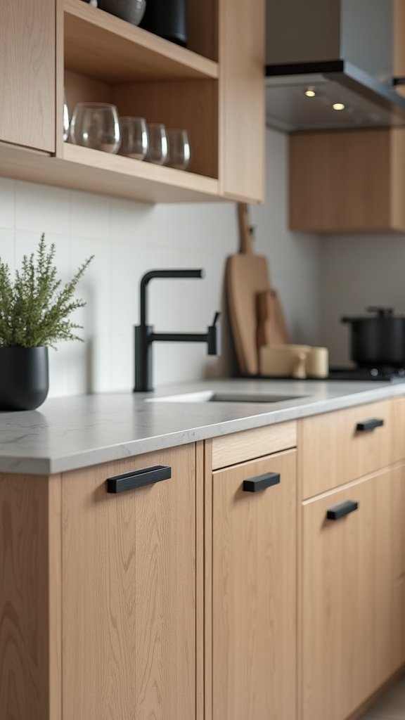 bold black pulls elevate oak