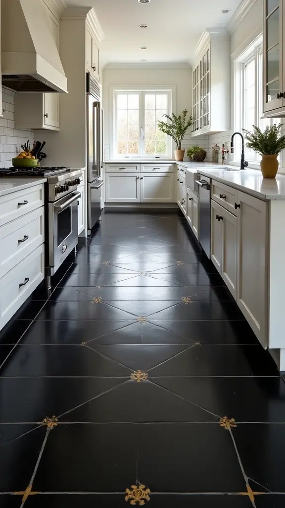 bold black tiles elegantly accented