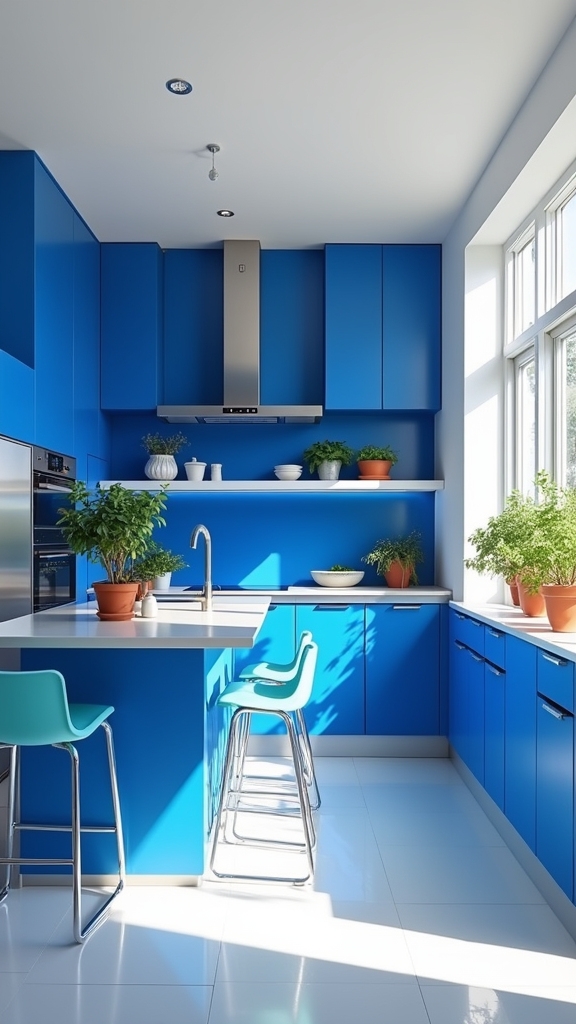 bold blue kitchen accents