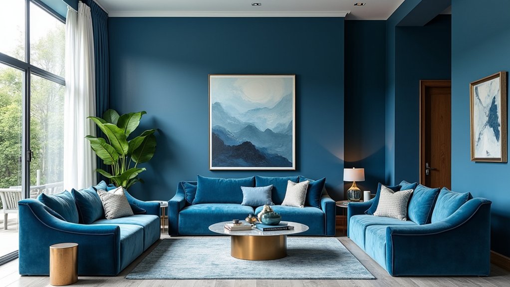 bold blue living room designs