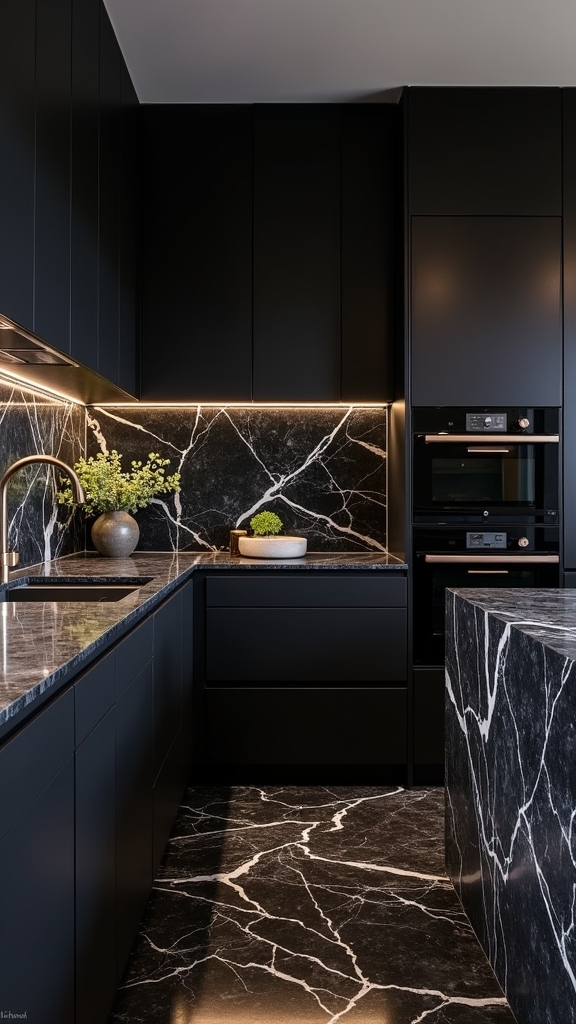 bold bookmatched marble tiles