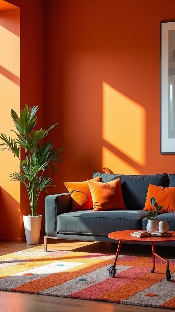 bold burnt orange accents