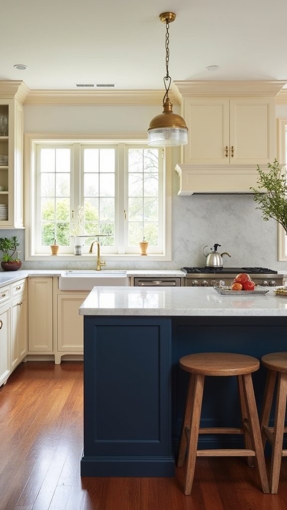 bold cream and navy contrast
