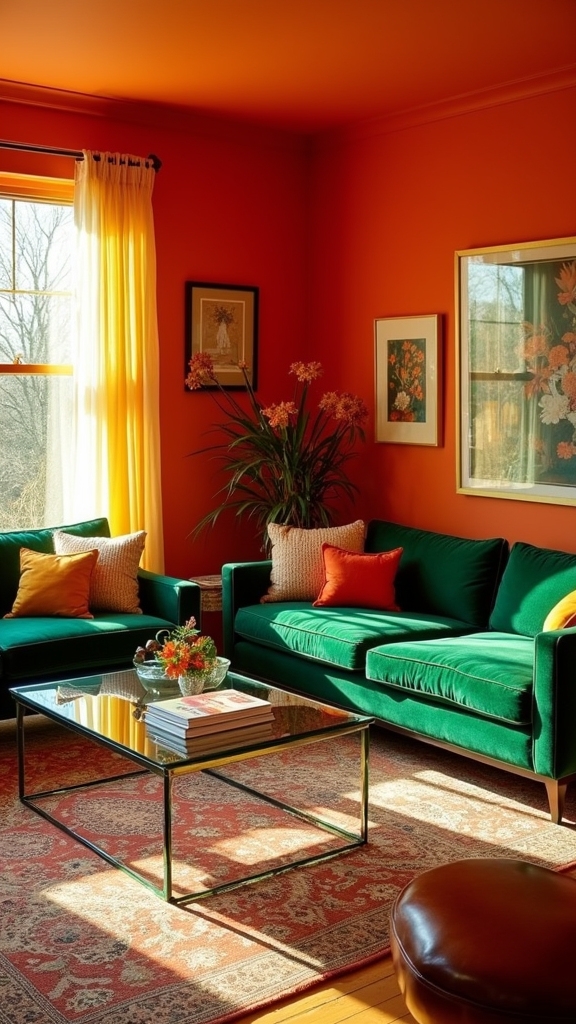 bold orange and emerald harmony