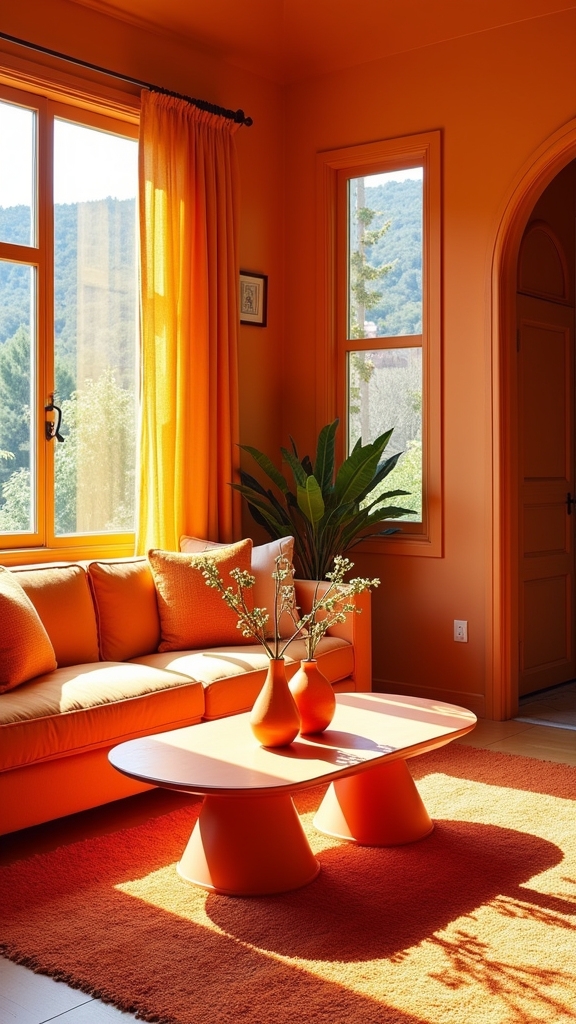 bold orange enhances entryway
