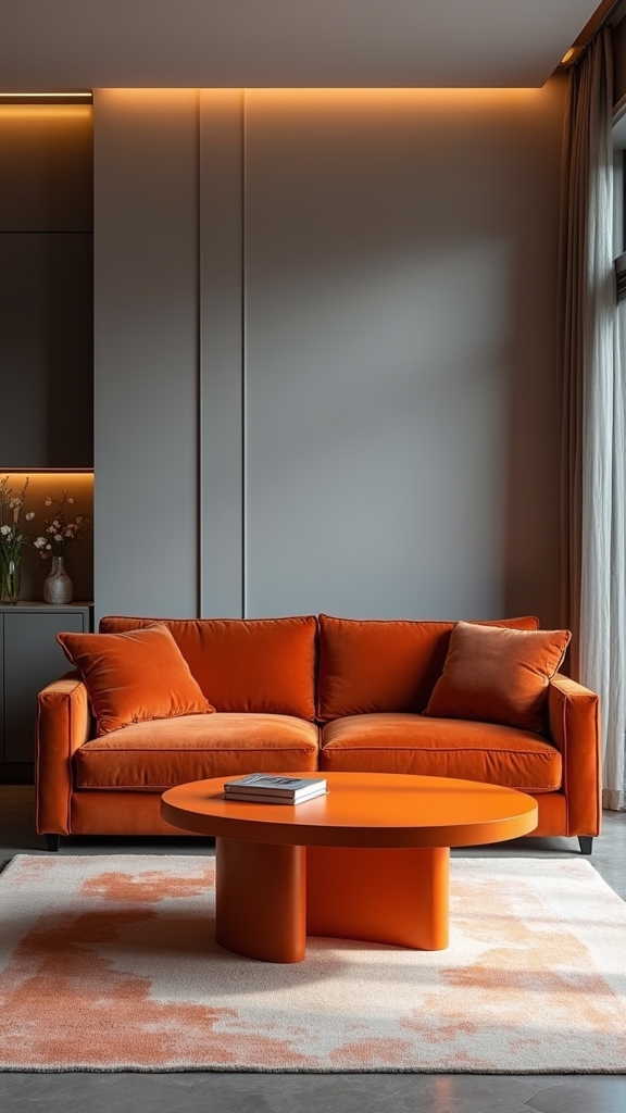bold orange enhances grey elegance