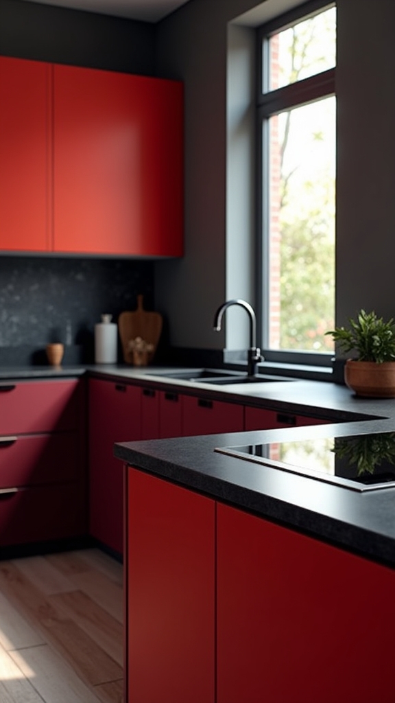 bold red cabinetry elegance