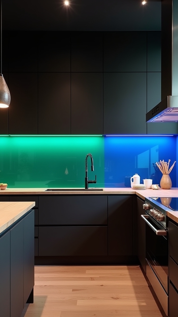 bold splashbacks against black