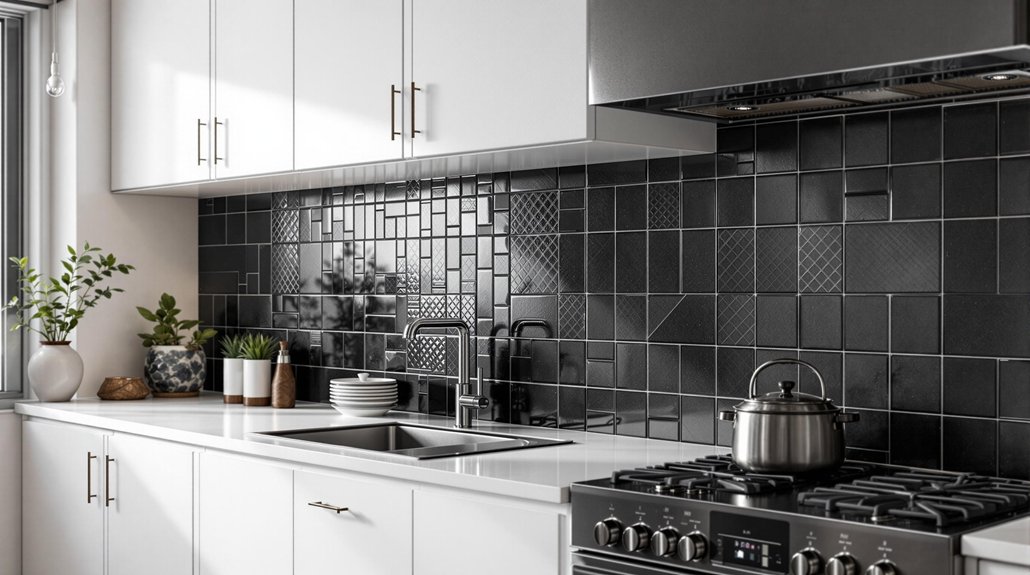 bold textured black tiles