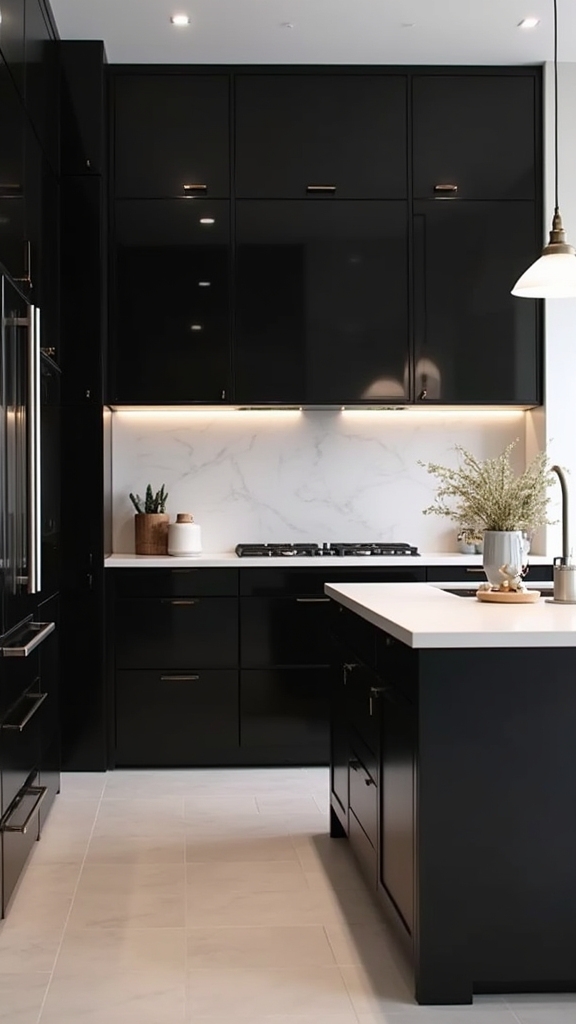 bold two tone kitchen design
