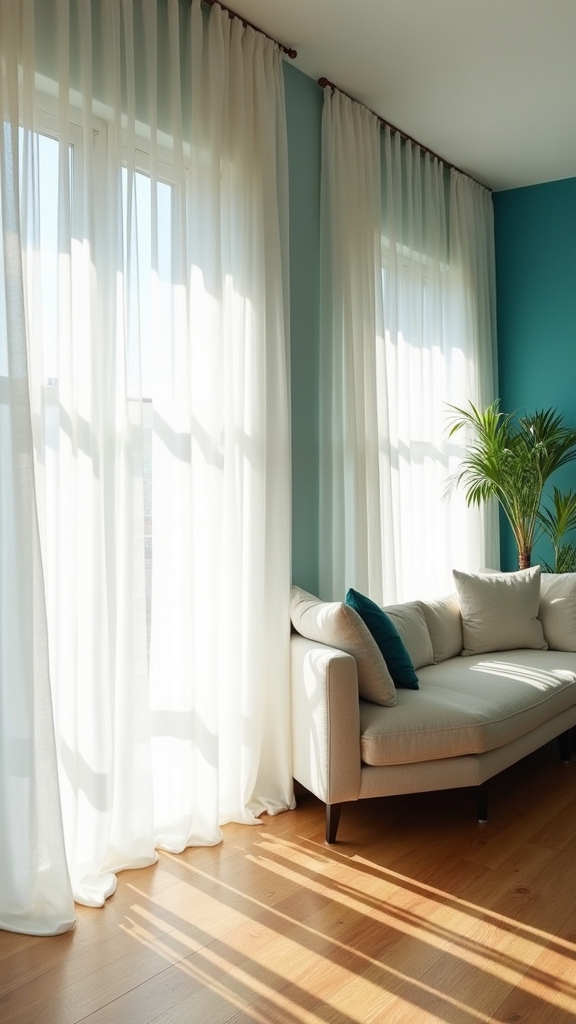 bold walls white curtains