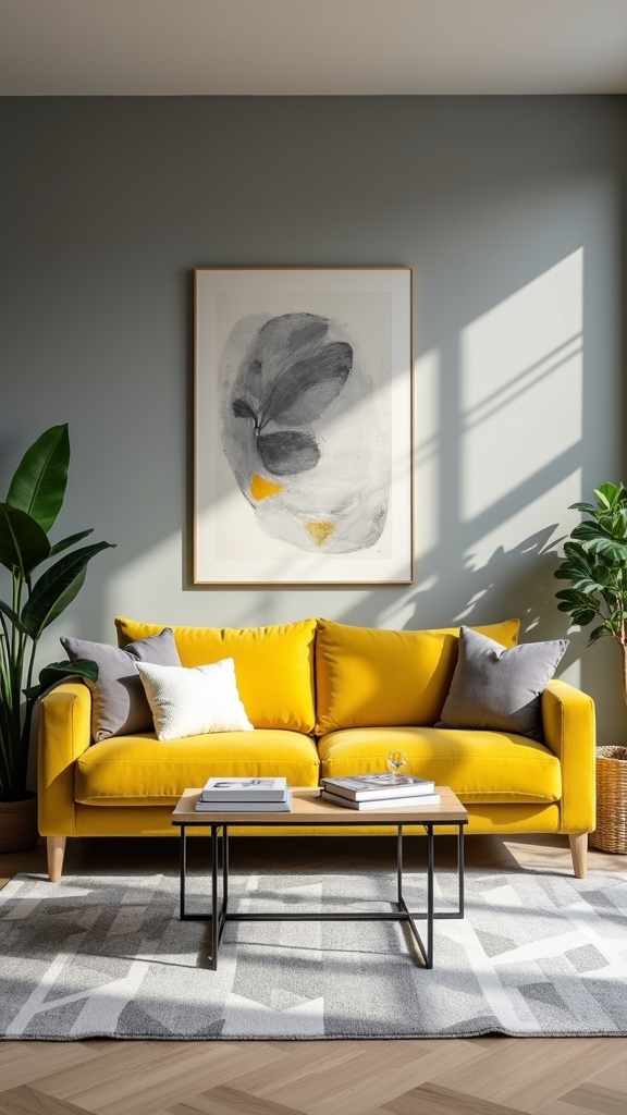 bold yellow sofa contrast