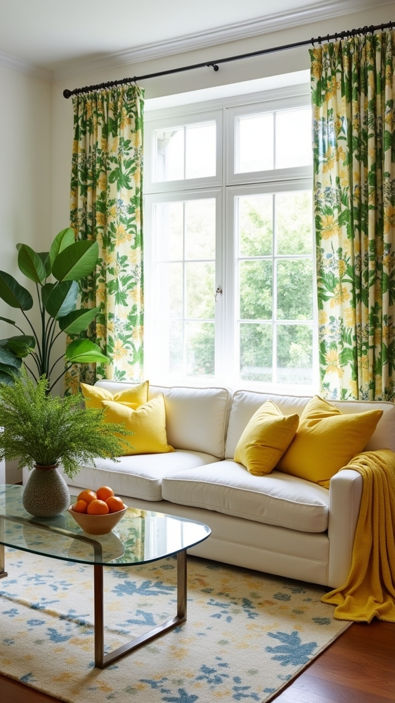 botanical curtains and citrus accents