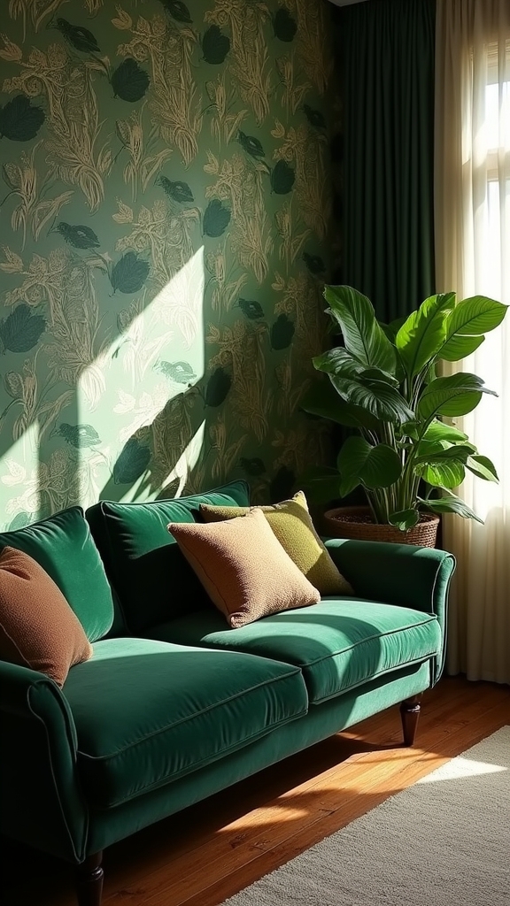 botanical wallpaper enhances depth