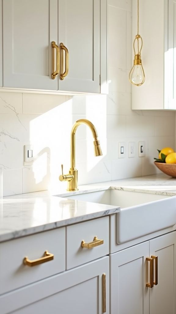 brass accents elevate kitchen elegance