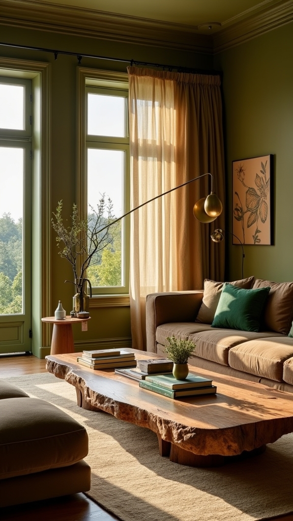 brass lighting enhances earthy tones