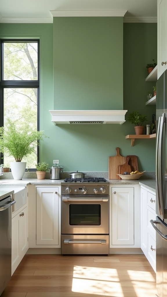bright sage green walls