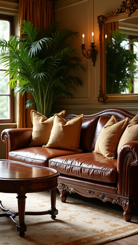 brown furniture gold accents