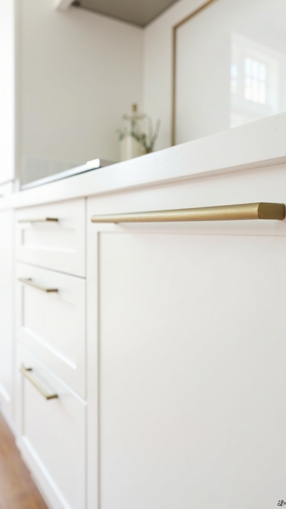brushed brass enhances white cabinetry