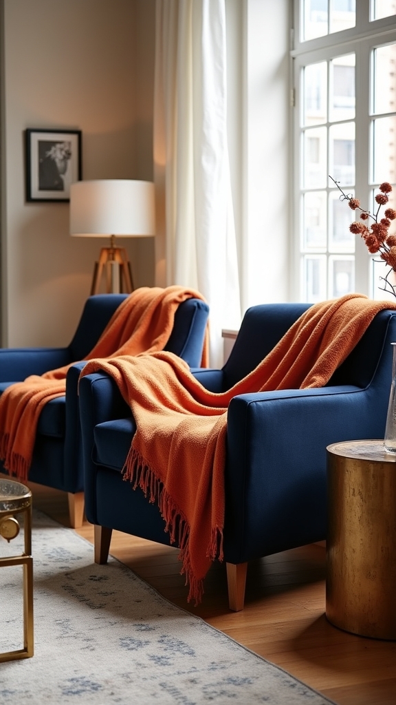 burnt orange navy contrast