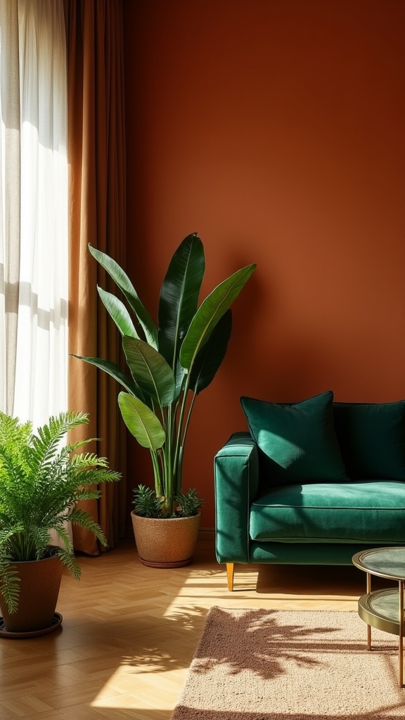 burnt orange statement wall
