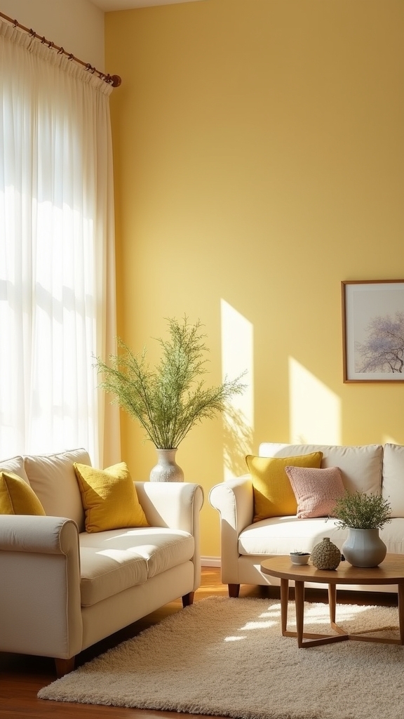 buttercream yellow feature wall