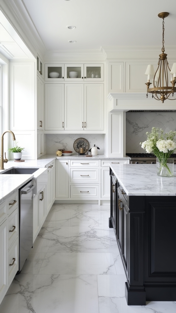 calacatta marble black island