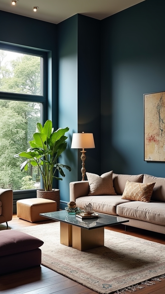 calming blue and taupe
