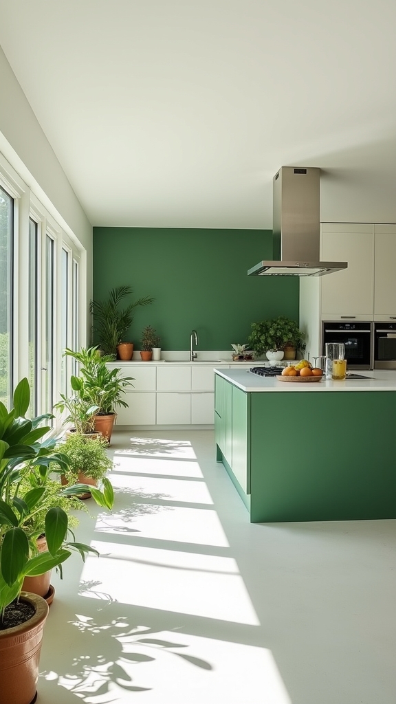 calming green kitchen focal point