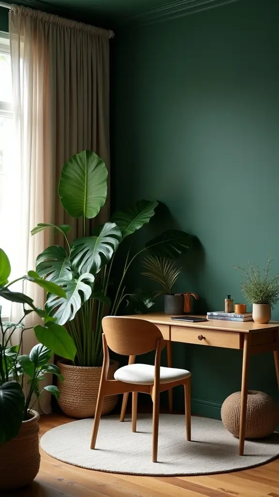 calming green workspace retreat