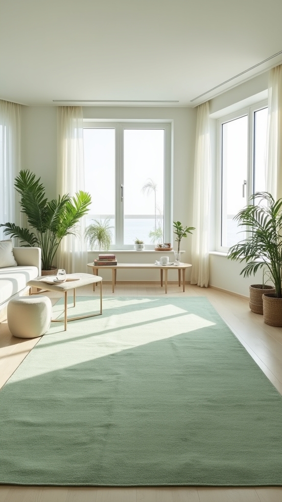 calming light green rugs