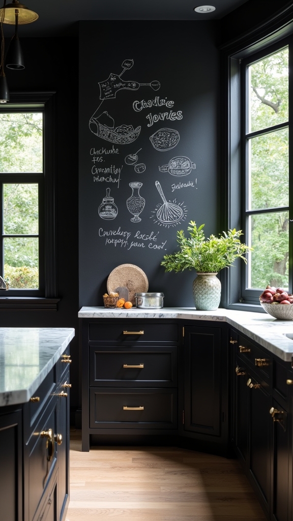 chalkboard walls enhance kitchens